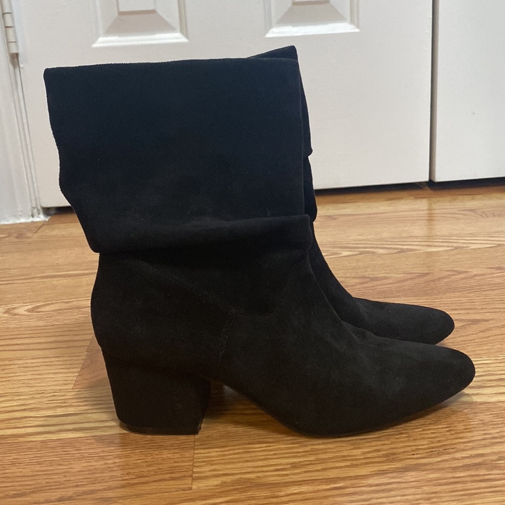 Steven by Steve Madden Karalee Mid-Calf Slouch Boots - Black Faux Suede - 7M